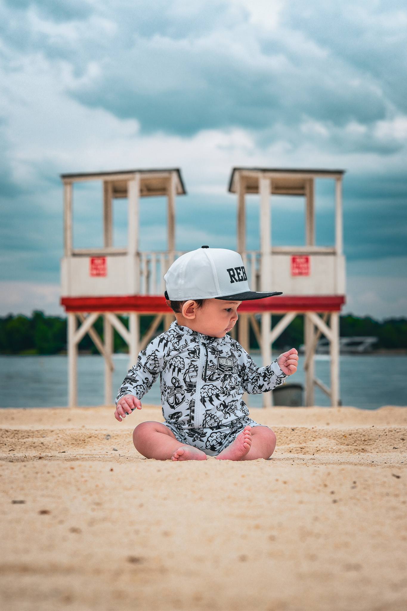 UPF50+ Swim Romper in Sink or Swim