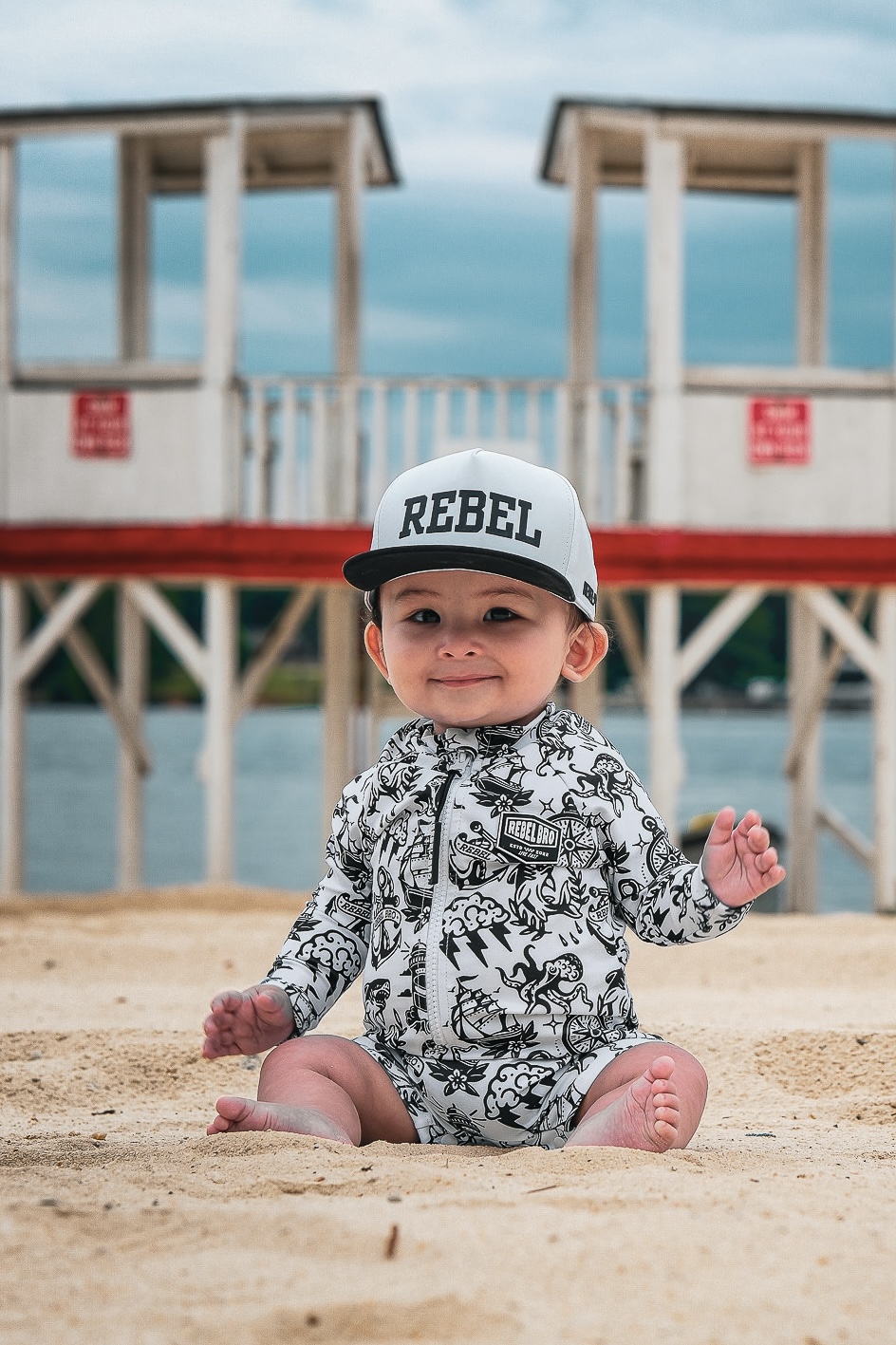UPF50+ Swim Romper in Sink or Swim