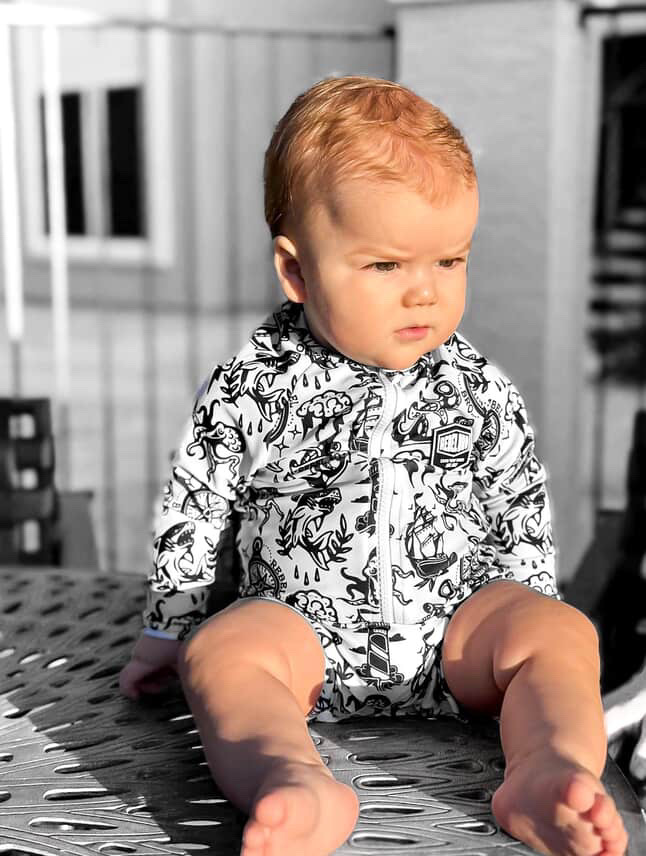 UPF50+ Swim Romper in Sink or Swim