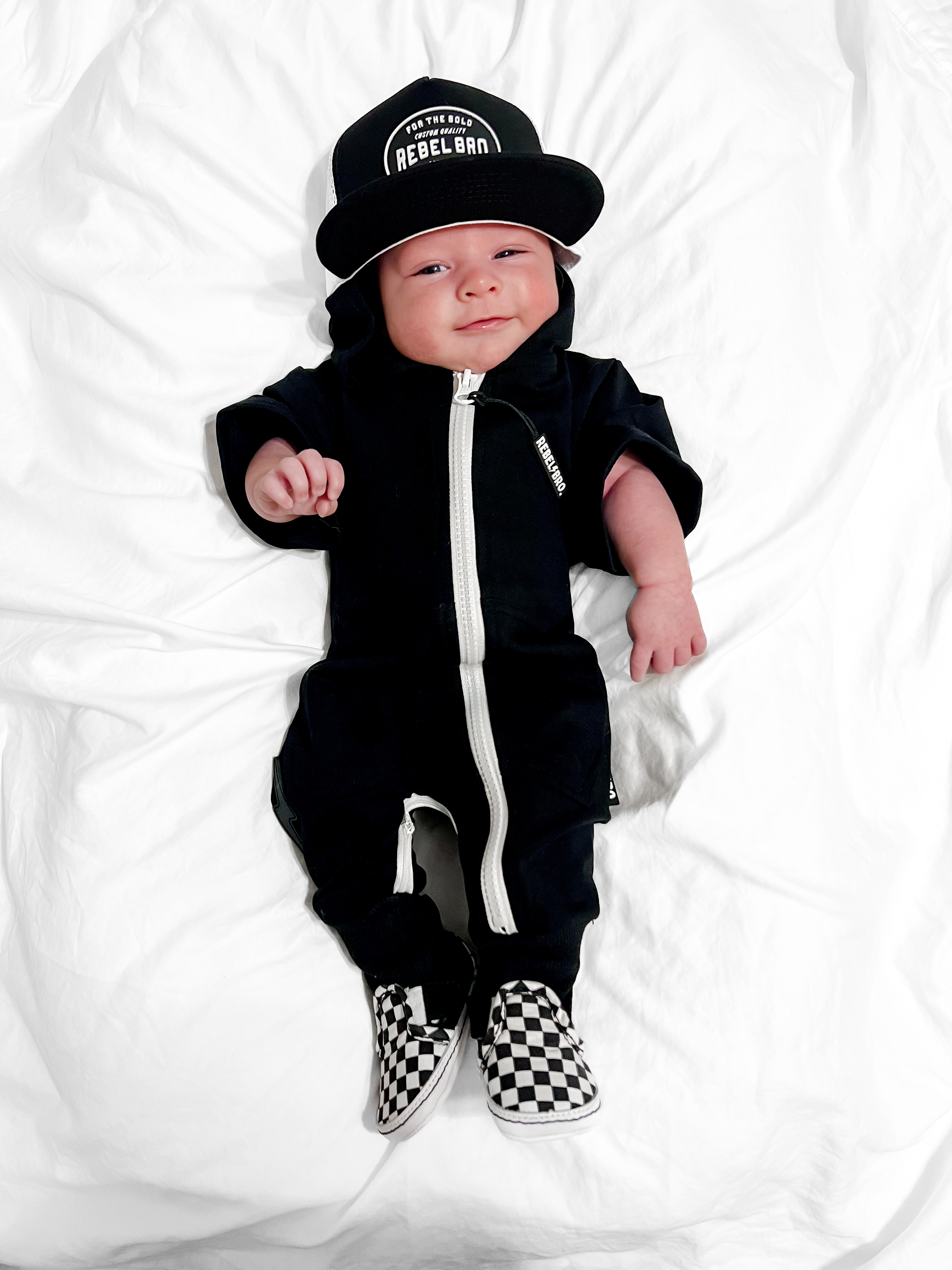 Hooded Rebel Short Sleeve Romper in Black